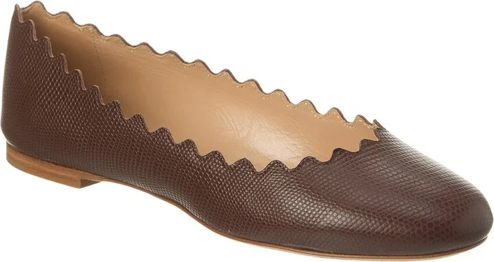 Chloé Lauren Scalloped Leather Ballerina Flat