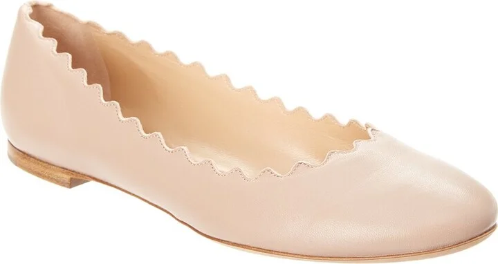 Chloé Lauren Scalloped Leather Ballerina Flat