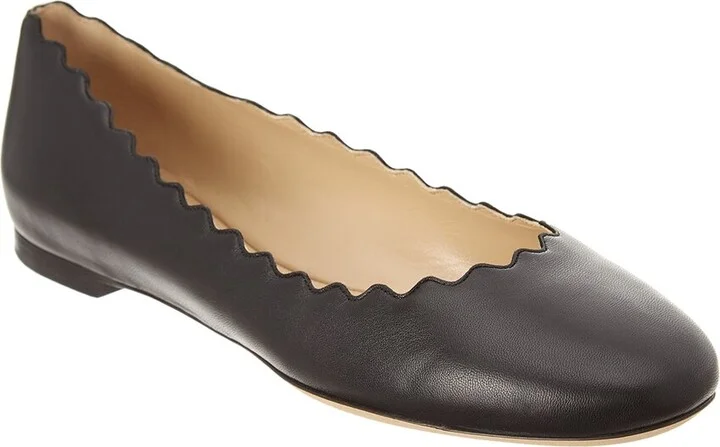 Chloe Lauren Scalloped Leather Ballerina Flat