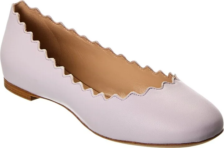 Chloé Lauren Scalloped Leather Ballerina Flat
