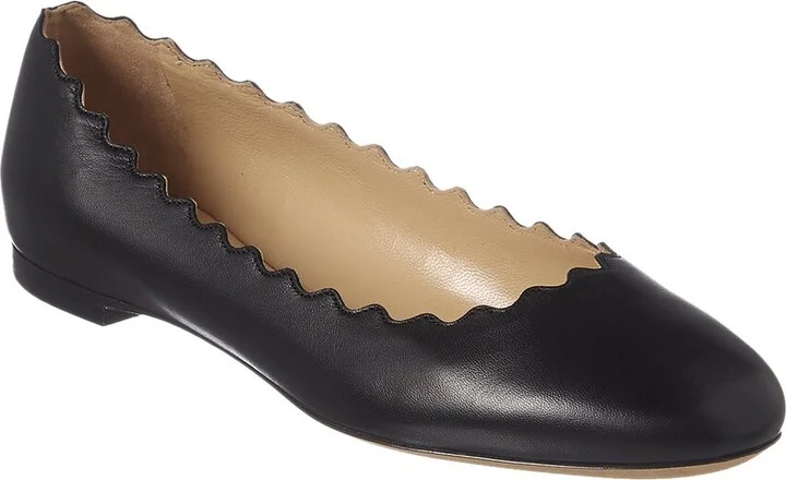 Chloé Lauren Scalloped Leather Ballerina Flat