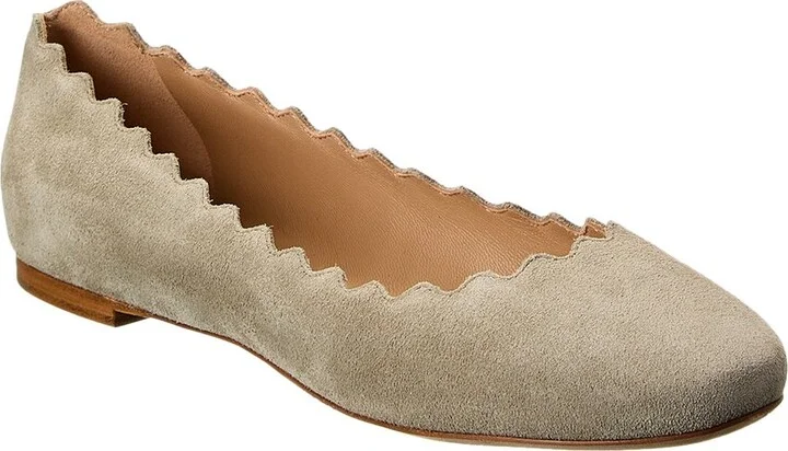 Chloé Lauren Scalloped Suede Ballerina Flat