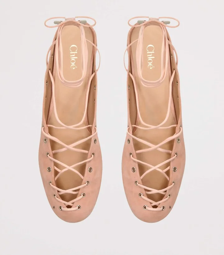 Chloé Leather Ghilies Ballet Flats - Image 4