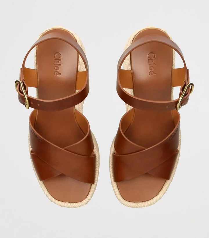 Chloé Leather Isla Wedge Espadrilles - Image 4
