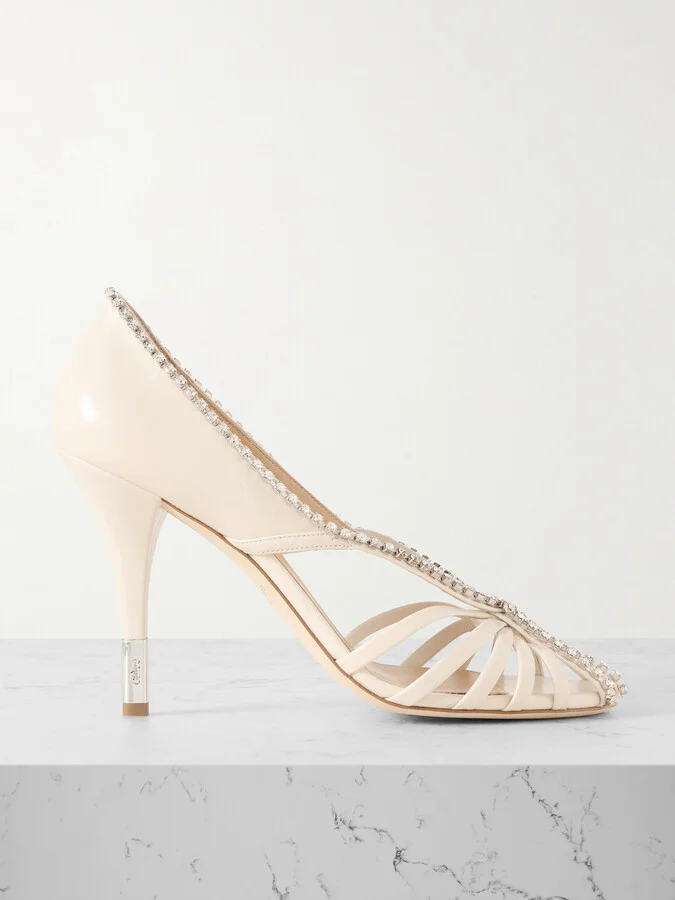 Chloé - Leonie Crystal-embellished Leather Pumps - Ivory