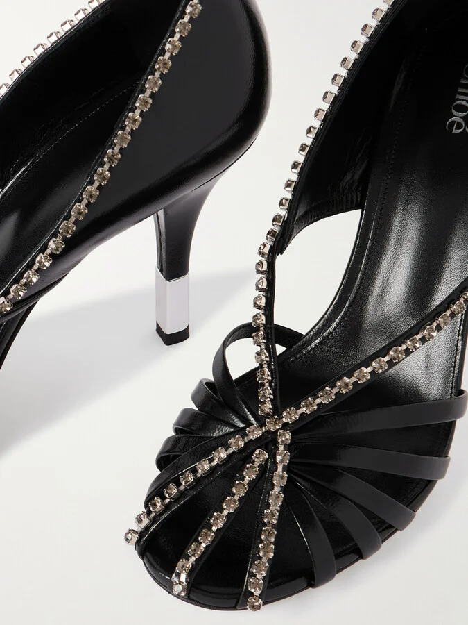 Chloé - Leonie Cutout Embellished Leather Pumps - Black - Image 4