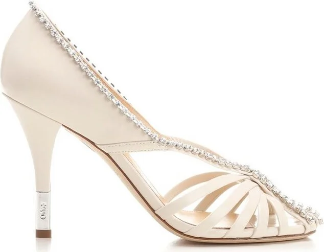 Chloé Leonie Embellished Almond Toe Pumps