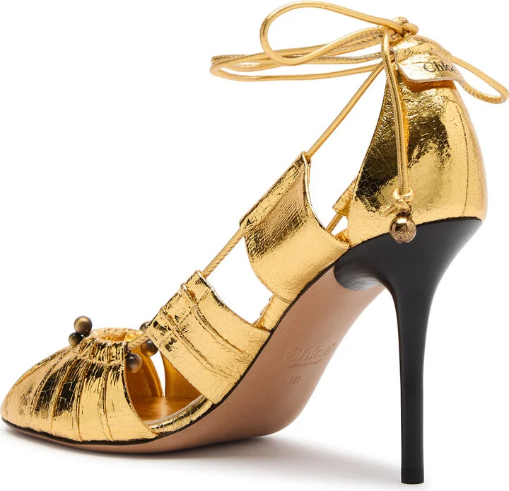 Chloe Luna 100 Cut-out Metallic-leather Pumps - Image 2