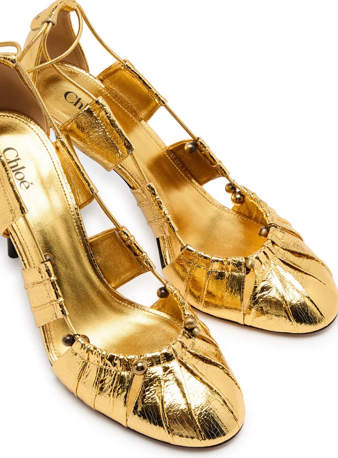 Chloe Luna 100 Cut-out Metallic-leather Pumps - Image 3