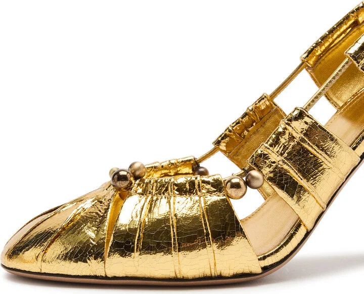Chloe Luna 100 Cut-out Metallic-leather Pumps - Image 4