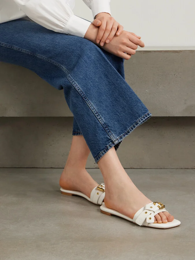 Chloé - Mae Buckle-embellished Leather Slides - Ivory - Image 2