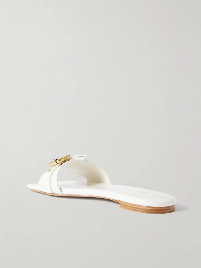 Chloé - Mae Buckle-embellished Leather Slides - Ivory - Image 3