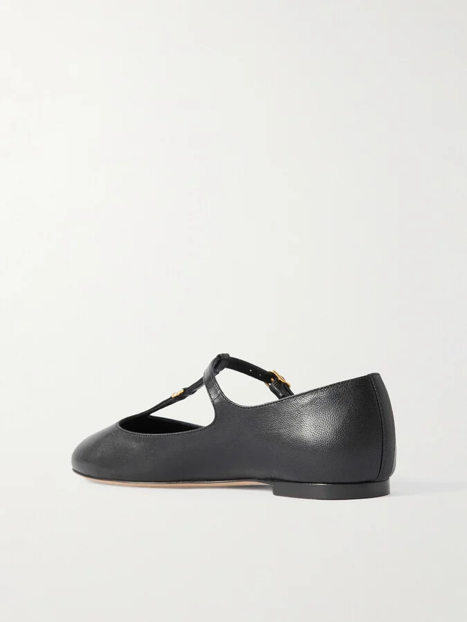 Chloé - Marcie Embellished Leather Ballet Flats - Black - Image 3