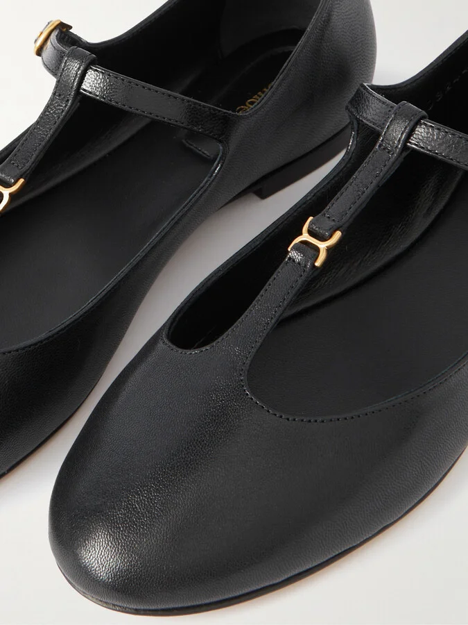 Chloé - Marcie Embellished Leather Ballet Flats - Black - Image 4