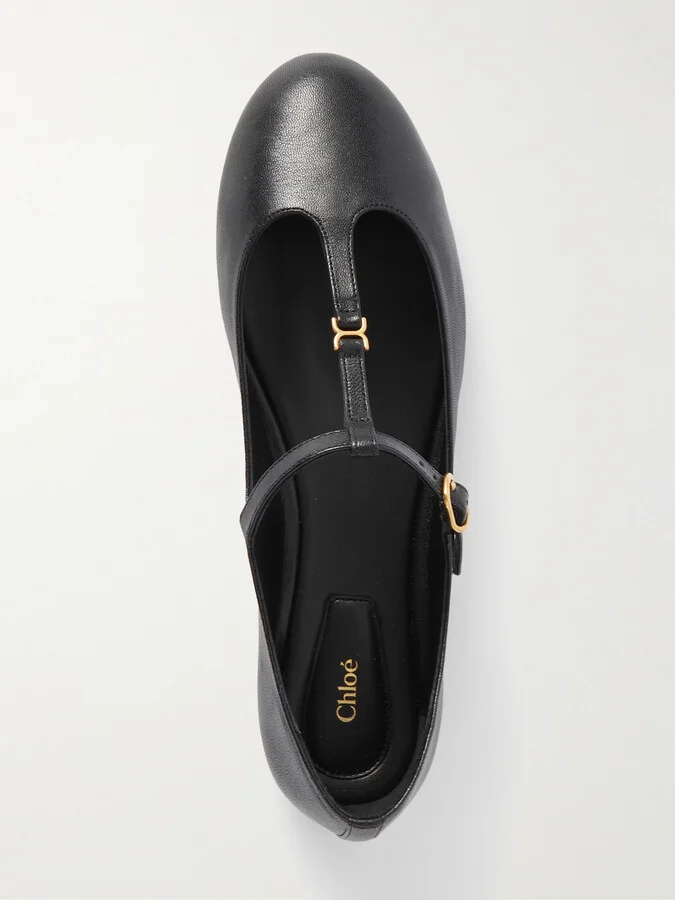 Chloé - Marcie Embellished Leather Ballet Flats - Black - Image 5