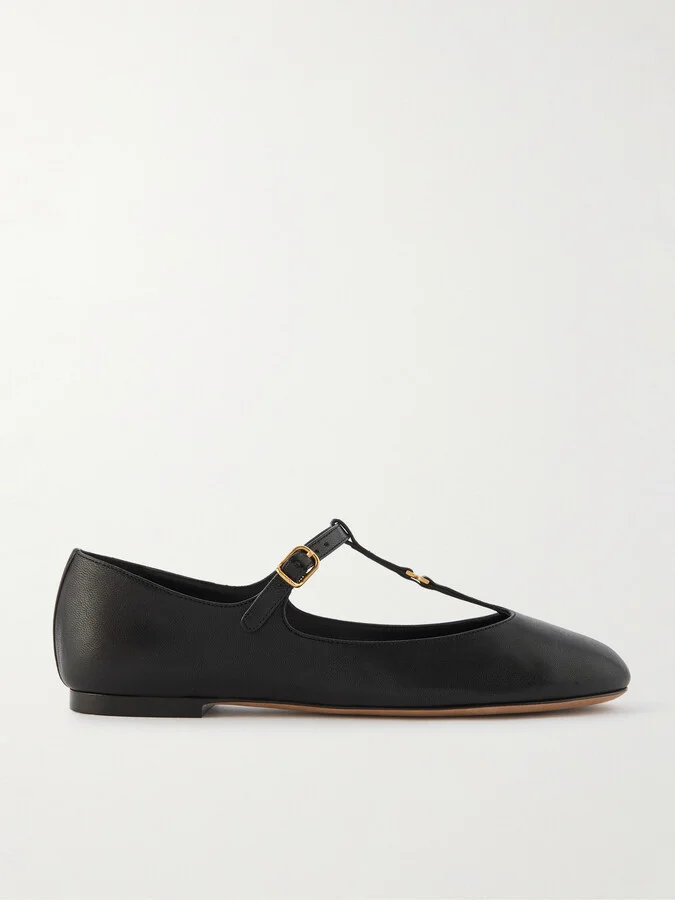 Chloé - Marcie Embellished Leather Ballet Flats - Black