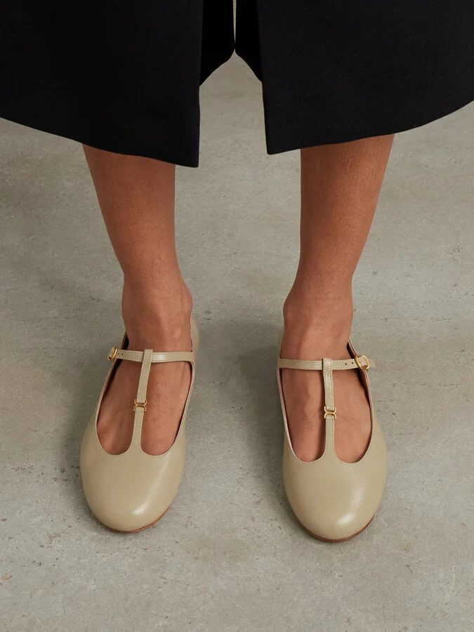 Chloé - Marcie Embellished Leather Ballet Flats - Green - Image 2