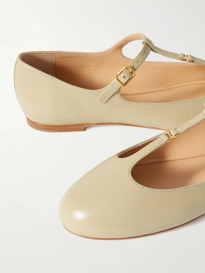 Chloé - Marcie Embellished Leather Ballet Flats - Green - Image 4