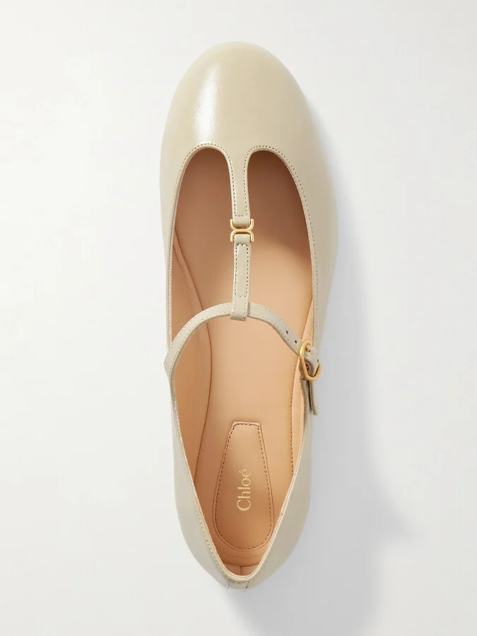 Chloé - Marcie Embellished Leather Ballet Flats - Green - Image 5