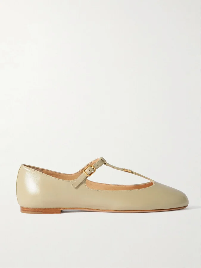 Chloé - Marcie Embellished Leather Ballet Flats - Green