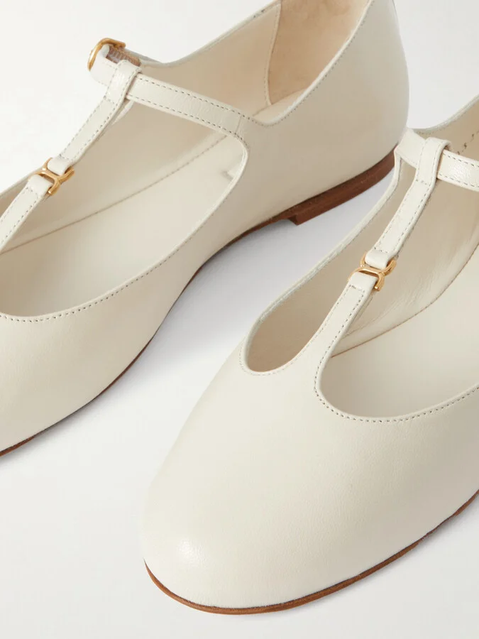 Chloé - Marcie Embellished Leather Ballet Flats - Off-white - Image 4