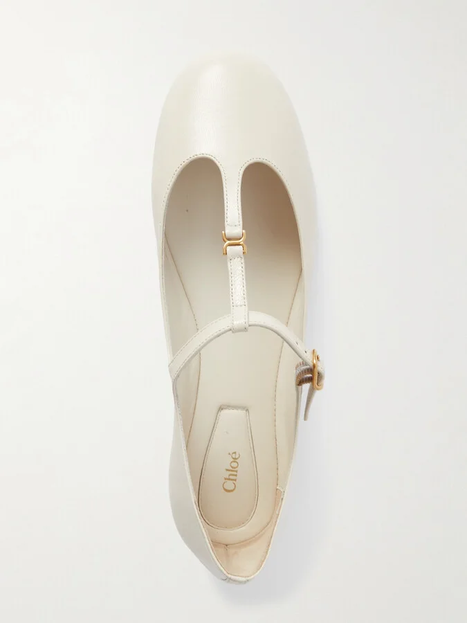 Chloé - Marcie Embellished Leather Ballet Flats - Off-white - Image 5