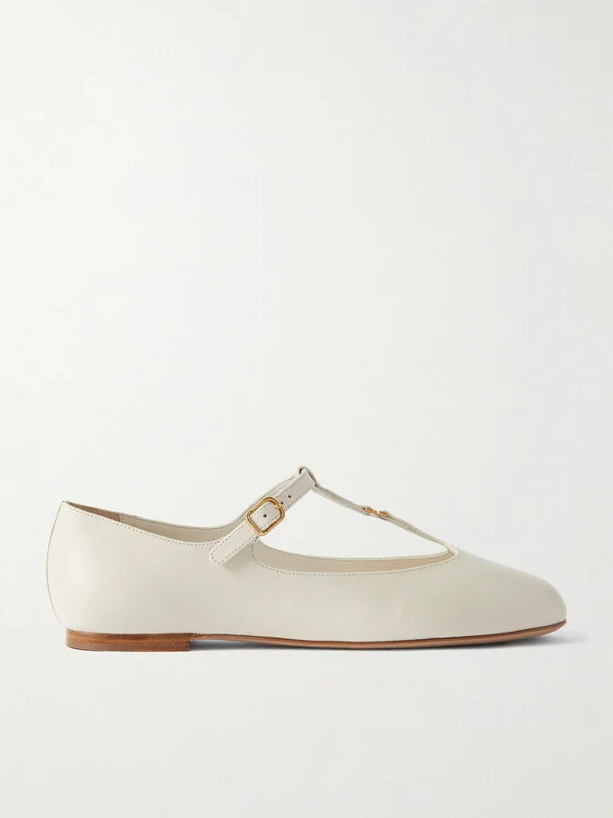 Chloé - Marcie Embellished Leather Ballet Flats - Off-white