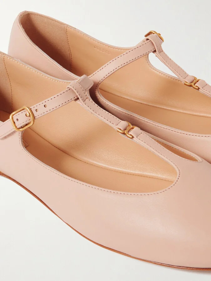 Chloé - Marcie Embellished Leather Ballet Flats - Pink - Image 4