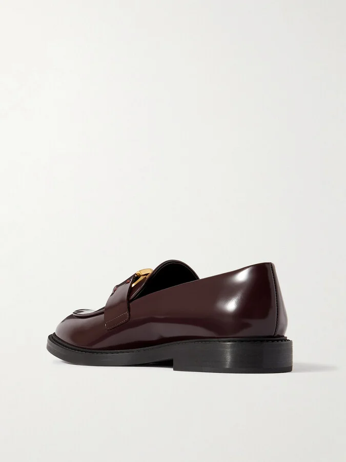 Chloé - Marcie Embellished Leather Loafers - Burgundy - Image 3
