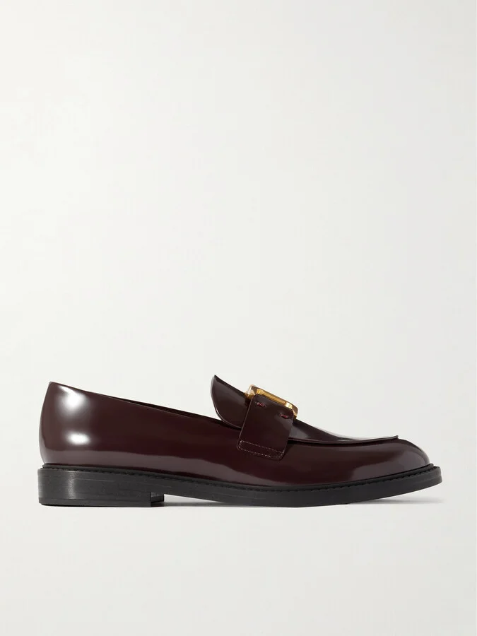 Chloé - Marcie Embellished Leather Loafers - Burgundy