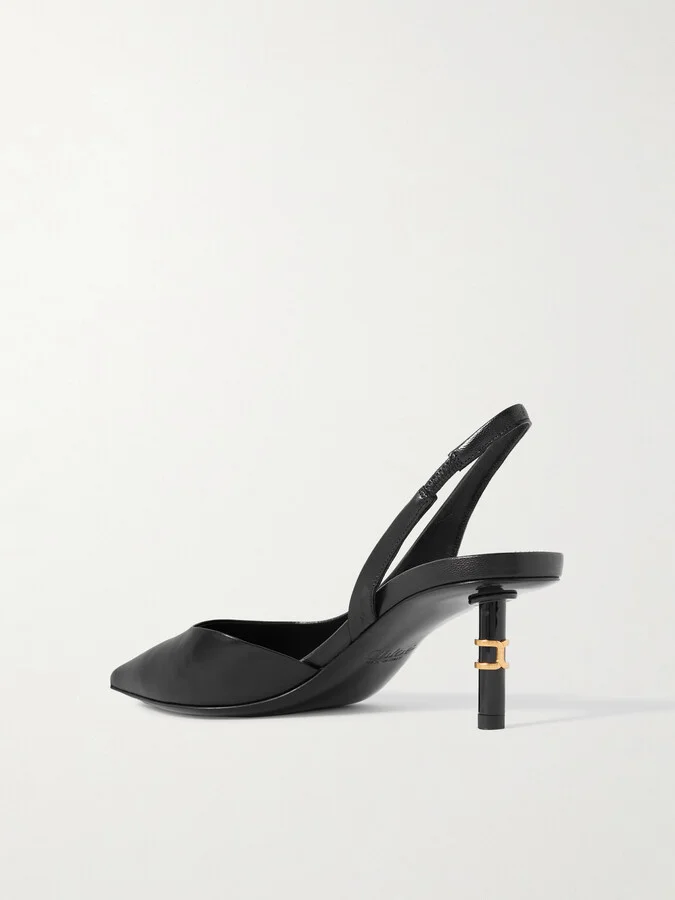 Chloé - Marcie Embellished Leather Slingback Pumps - Black - Image 3