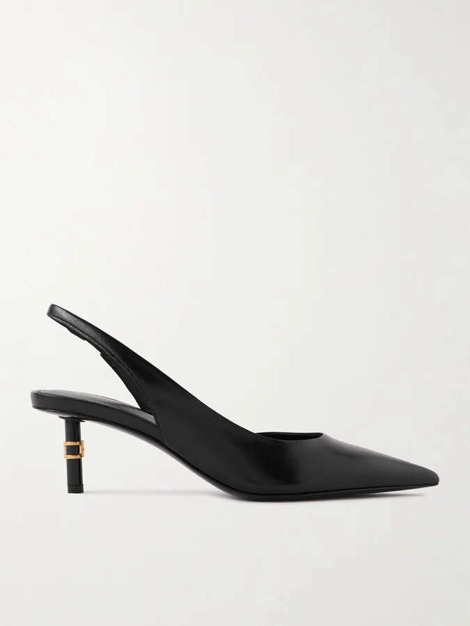 Chloé - Marcie Embellished Leather Slingback Pumps - Black