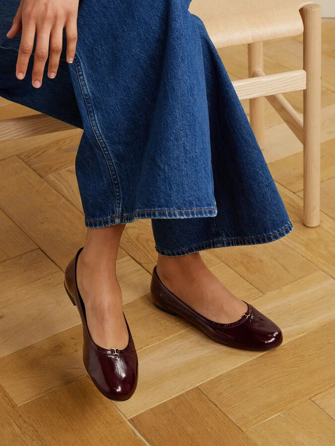 Chloé - Marcie Embellished Patent-leather Ballet Flats - Purple - Image 2