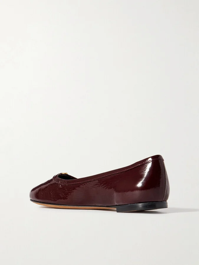 Chloé - Marcie Embellished Patent-leather Ballet Flats - Purple - Image 3