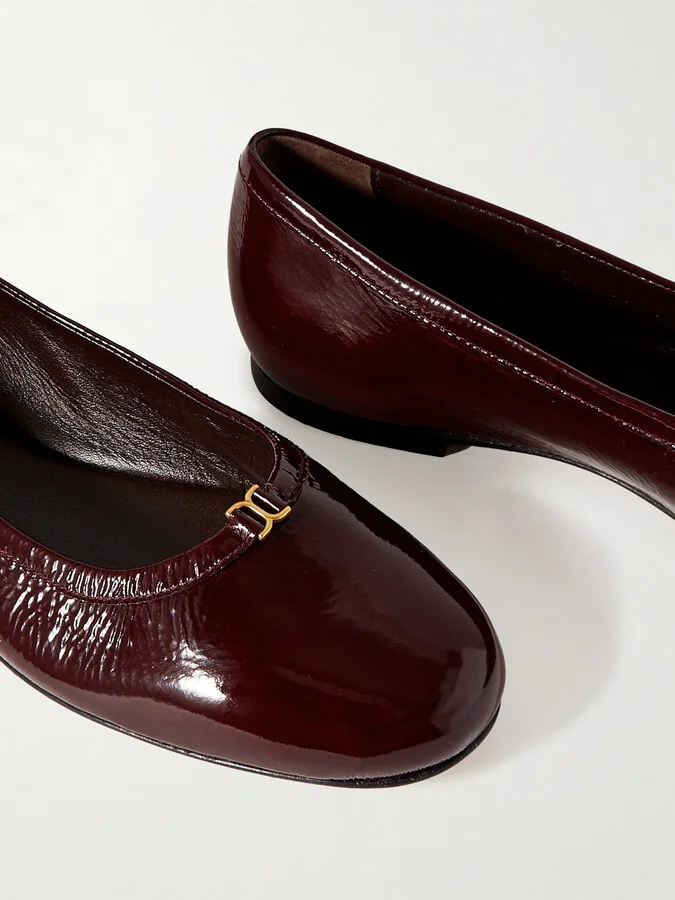 Chloé - Marcie Embellished Patent-leather Ballet Flats - Purple - Image 4