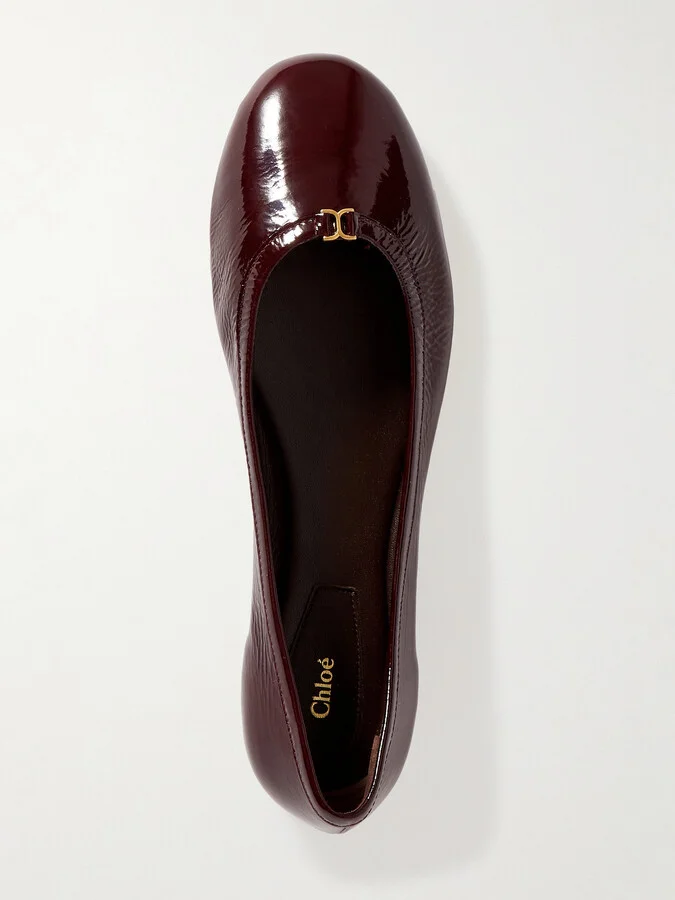 Chloé - Marcie Embellished Patent-leather Ballet Flats - Purple - Image 5