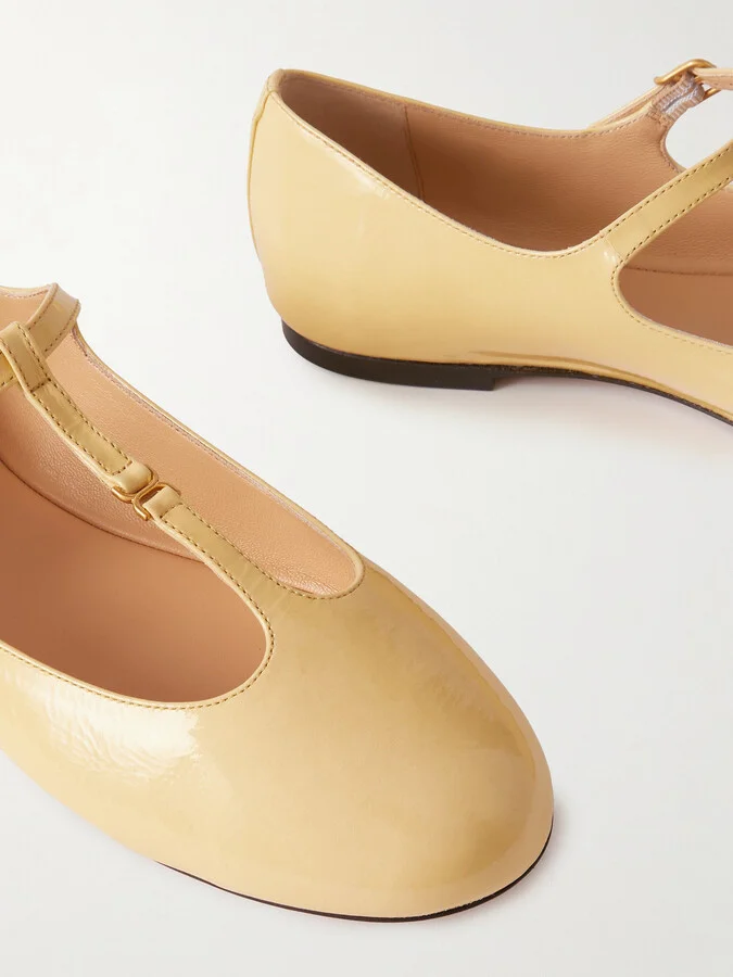 Chloé - Marcie Embellished Patent-leather Ballet Flats - Yellow - Image 4