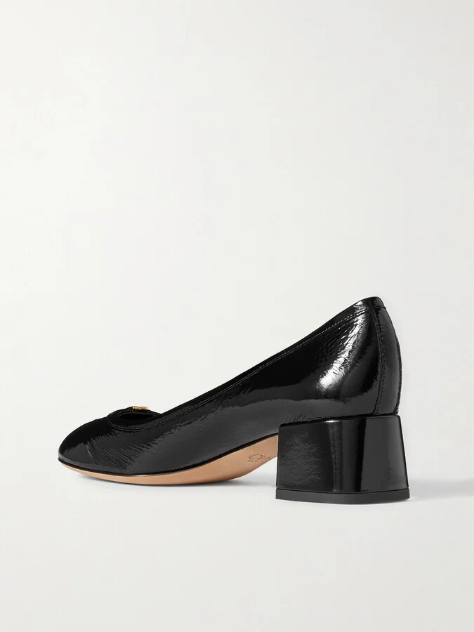 Chloé - Marcie Embellished Patent-leather Pumps - Black - Image 3