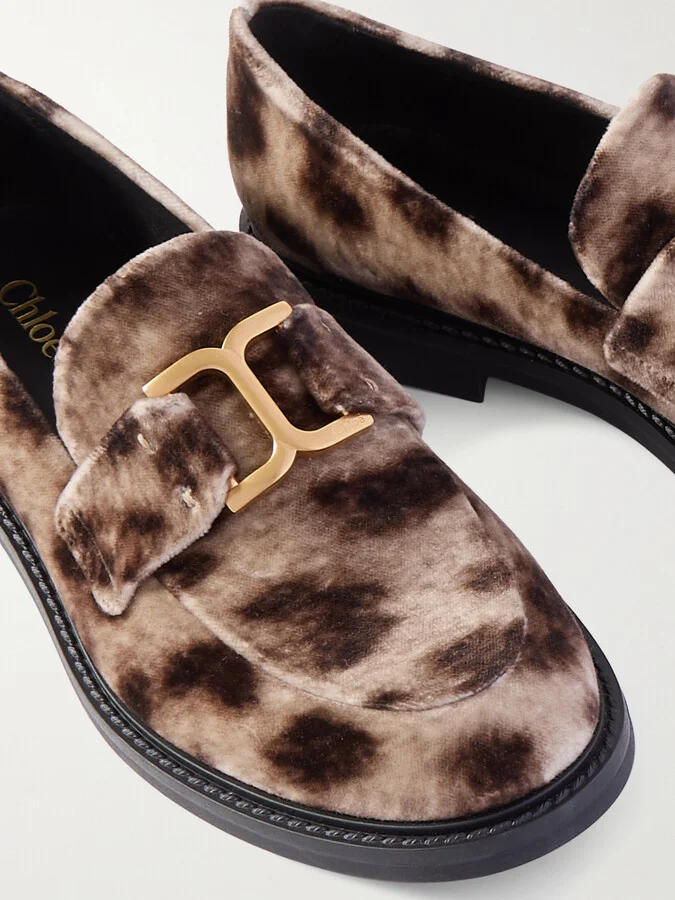 Chloé - Marcie Leopard-print Velvet Loafers - Animal print - Image 4