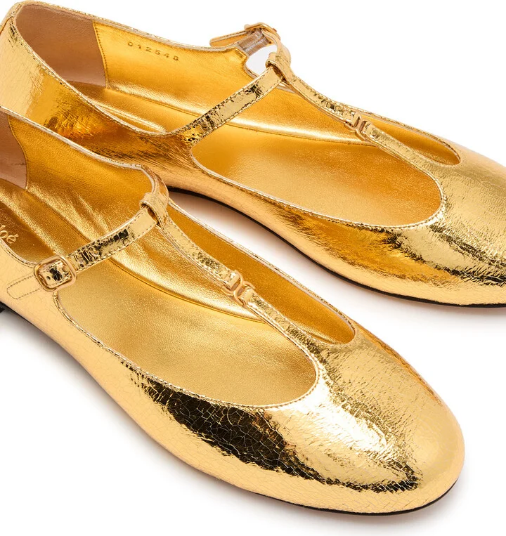 Chloe Marcie Metallic-leather Ballet Flats - Image 3
