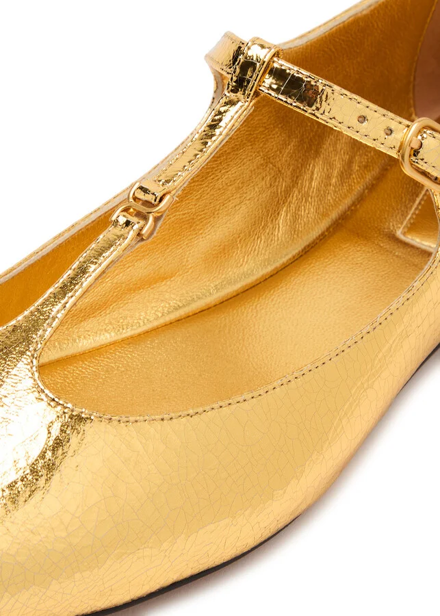 Chloe Marcie Metallic-leather Ballet Flats - Image 4