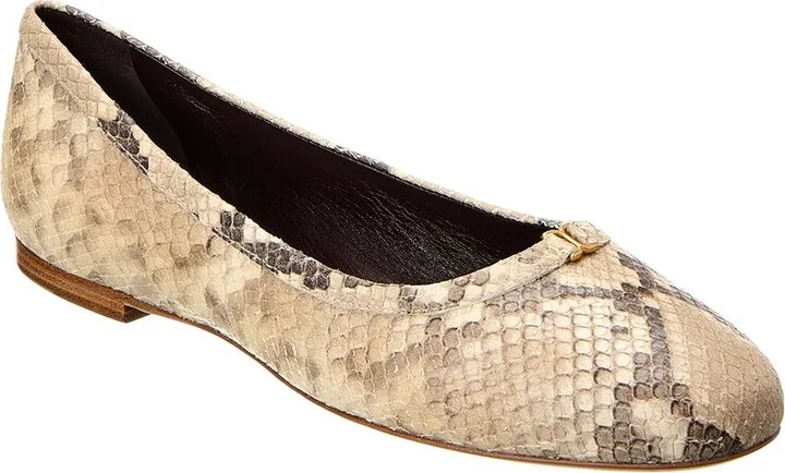 Chloé Marcie Python-Embossed Leather Flat
