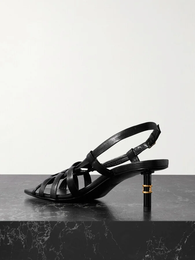 Chloé - Marcie Woven Leather Slingback Sandals - Black - Image 3