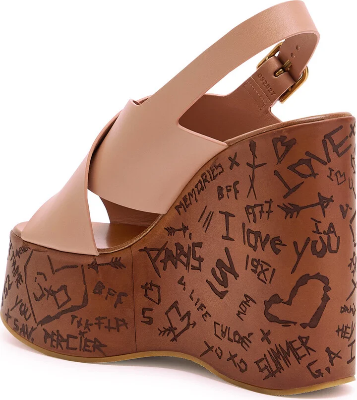 Chloe Maxime Leather Platform Wedge Sandals - Image 2