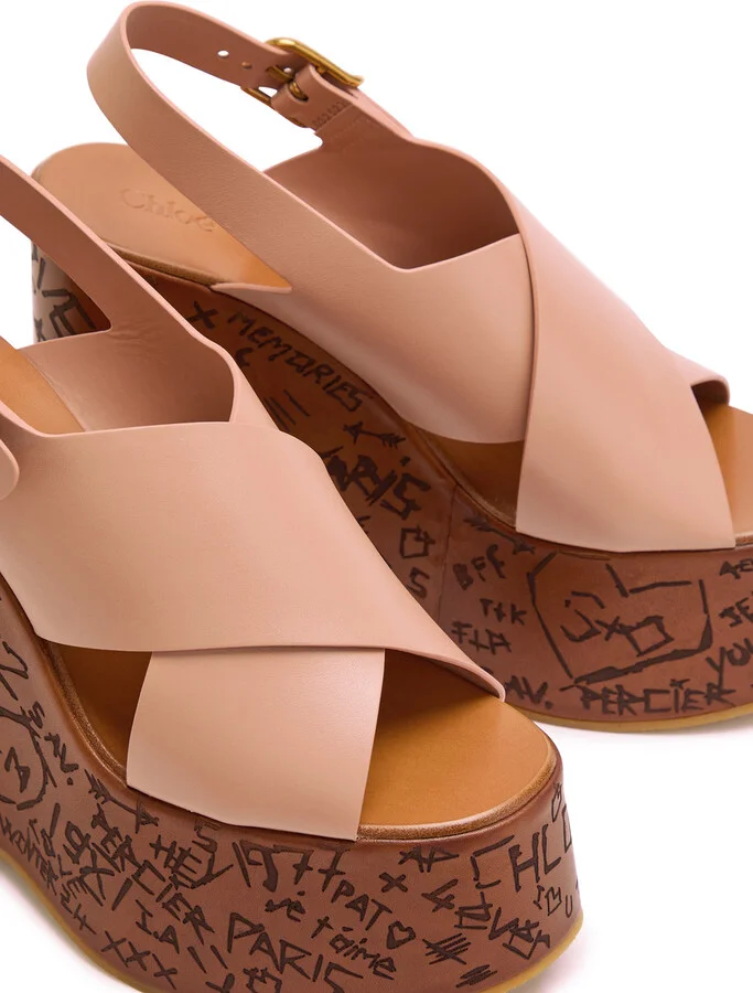 Chloe Maxime Leather Platform Wedge Sandals - Image 3