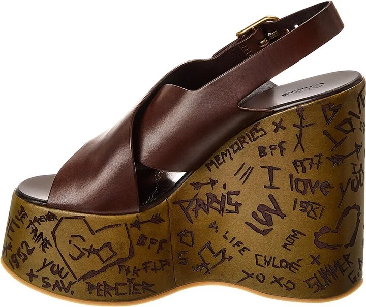 Chloé Maxime Leather Wedge Sandal - Image 2