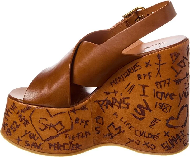 Chloé Maxime Leather Wedge Sandal - Image 2