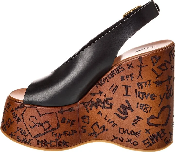 Chloé Maxime Leather Wedge Sandal - Image 2