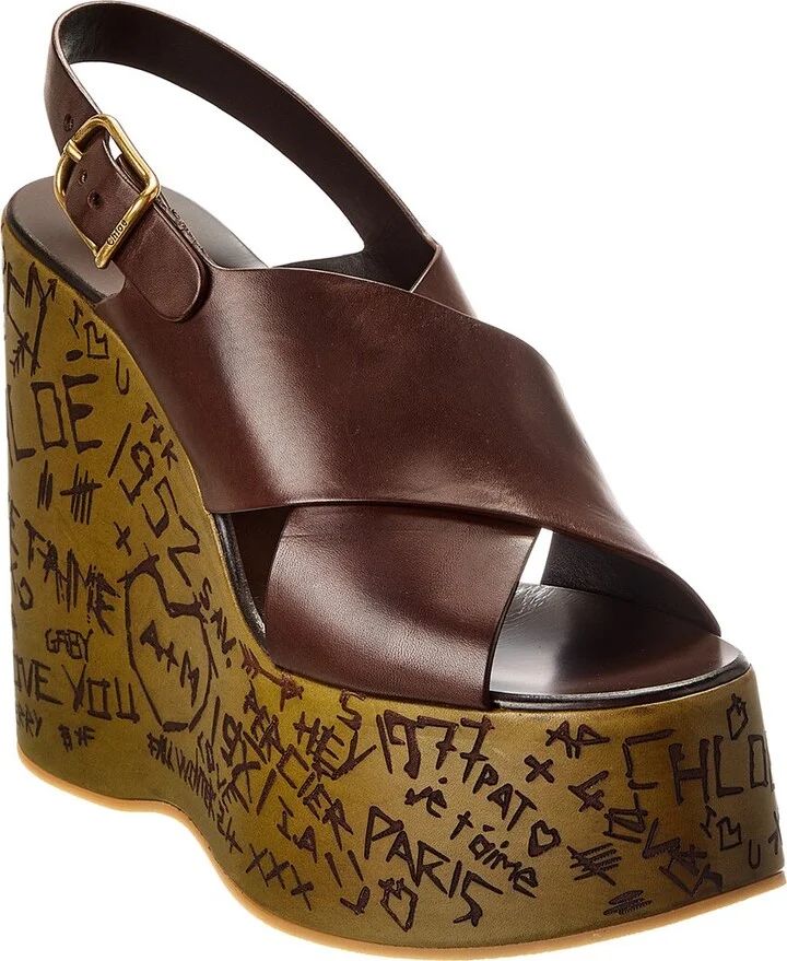 Chloé Maxime Leather Wedge Sandal