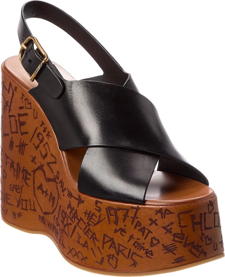 Chloé Maxime Leather Wedge Sandal